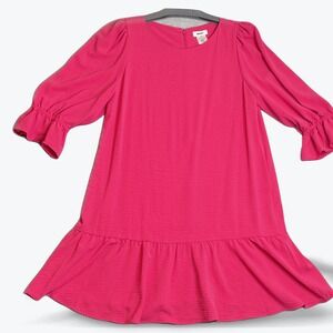 NWT DKNY Drop Waist Dress Womens Size 14 Puff Sleeve Ruffle Dress UpOr‎ Down